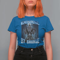 Funny 67 Alpha Wolf T Shirt For Women Alpha Loading 67 Savage Six Seven Gen Z Meme - Wonder Print Shop