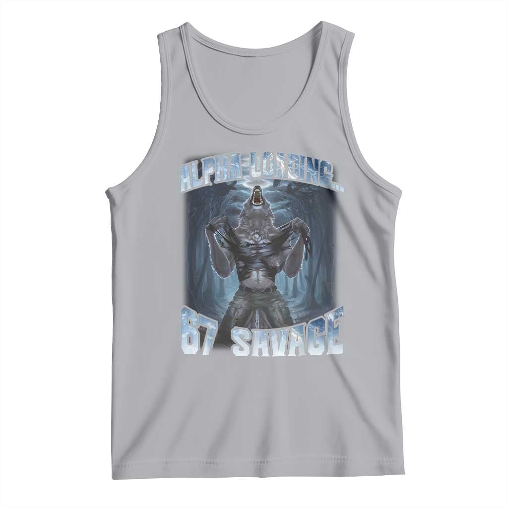 Funny 67 Alpha Wolf Tank Top Alpha Loading 67 Savage Six Seven Gen Z Meme - Wonder Print Shop