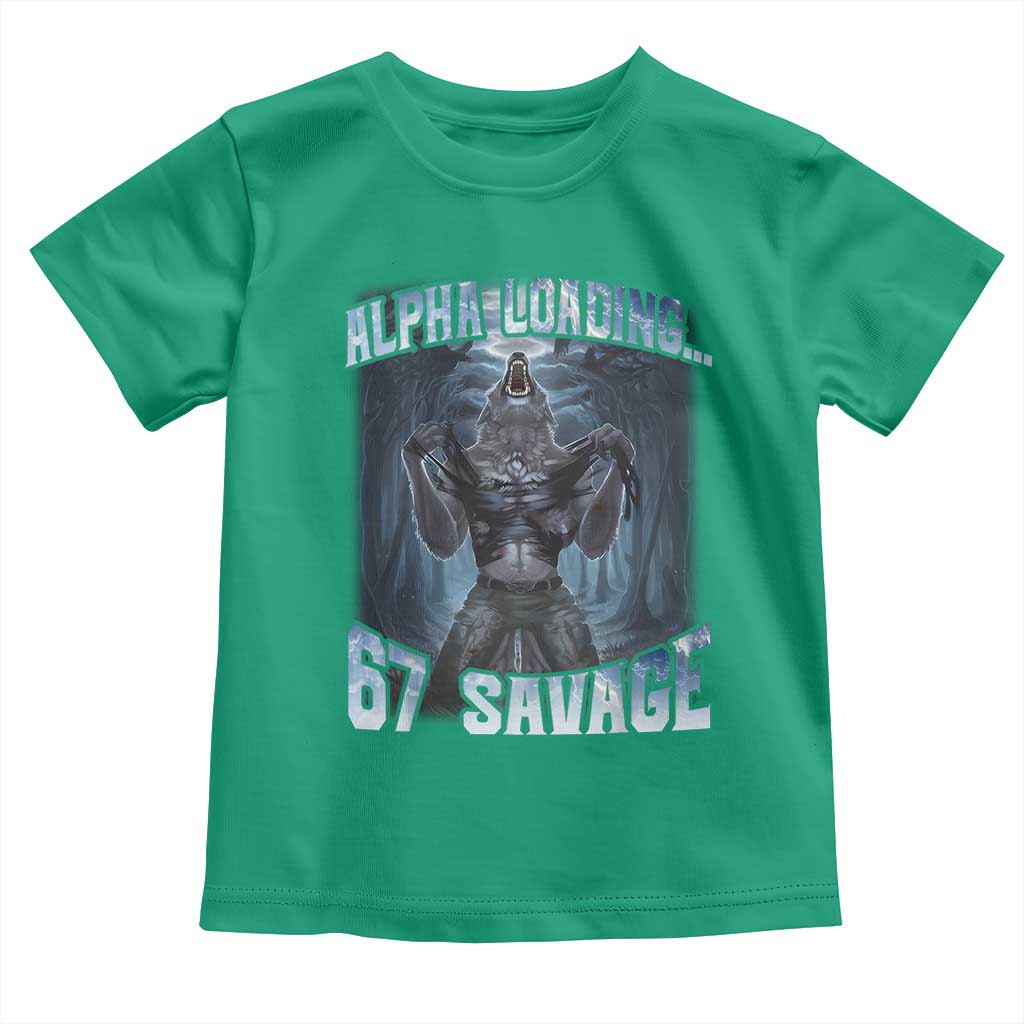 Funny 67 Alpha Wolf Toddler T Shirt Alpha Loading 67 Savage Six Seven Gen Z Meme - Wonder Print Shop