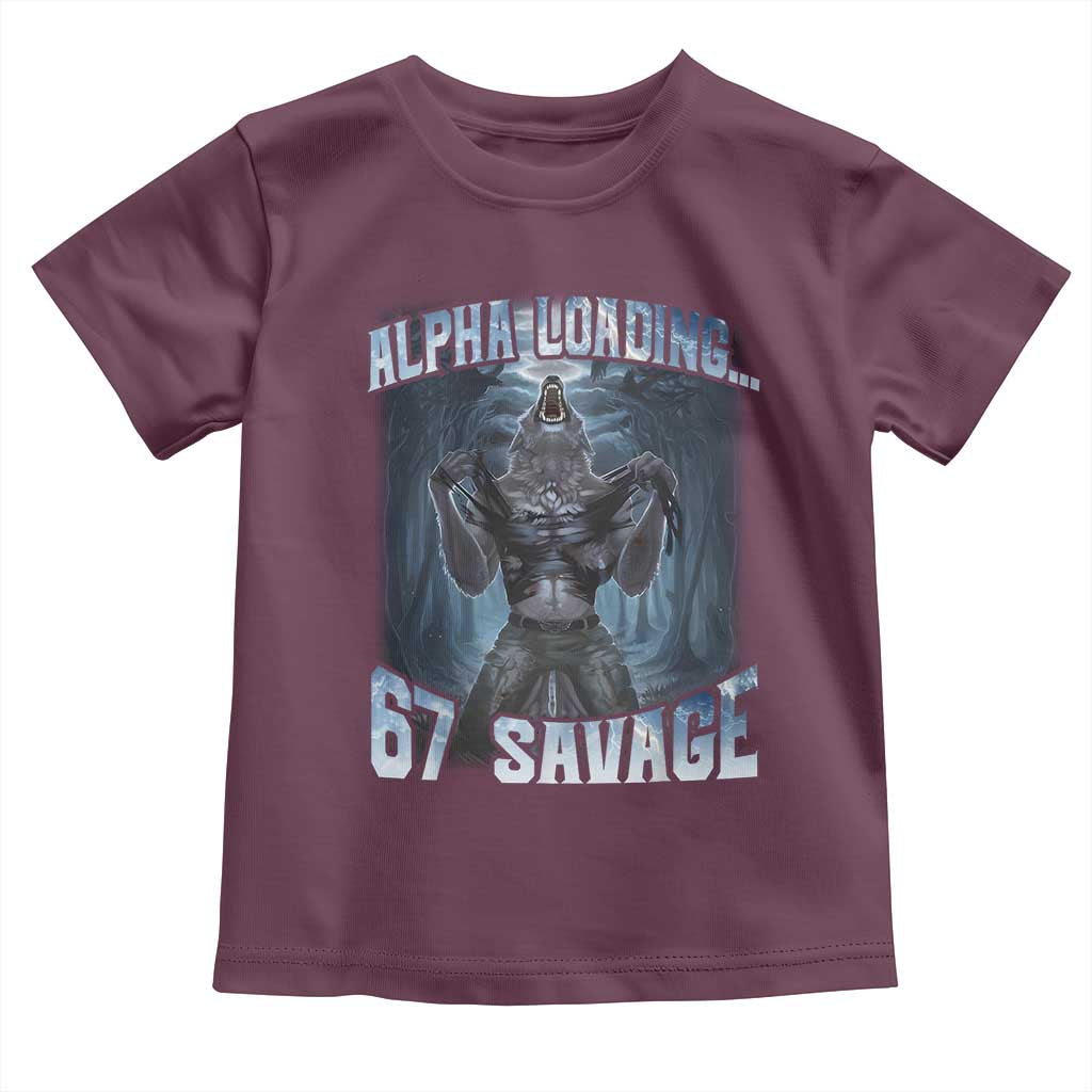 Funny 67 Alpha Wolf Toddler T Shirt Alpha Loading 67 Savage Six Seven Gen Z Meme - Wonder Print Shop