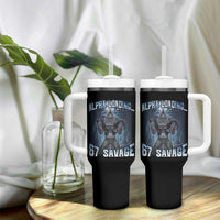 Funny 67 Alpha Wolf Tumbler With Handle Alpha Loading 67 Savage Six Seven Gen Z Meme - Wonder Print Shop