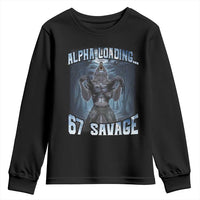 Funny 67 Alpha Wolf Youth Sweatshirt Alpha Loading 67 Savage Six Seven Gen Z Meme - Wonder Print Shop