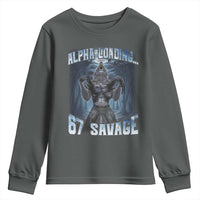 Funny 67 Alpha Wolf Youth Sweatshirt Alpha Loading 67 Savage Six Seven Gen Z Meme - Wonder Print Shop