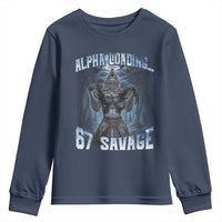 Funny 67 Alpha Wolf Youth Sweatshirt Alpha Loading 67 Savage Six Seven Gen Z Meme - Wonder Print Shop