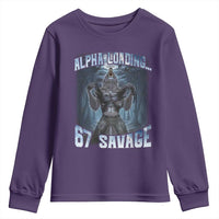 Funny 67 Alpha Wolf Youth Sweatshirt Alpha Loading 67 Savage Six Seven Gen Z Meme - Wonder Print Shop