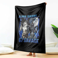 Funny Six Seven Alpha Wolf Throw Blanket Alpha Loading 67 Savage Wolves Moon Meme