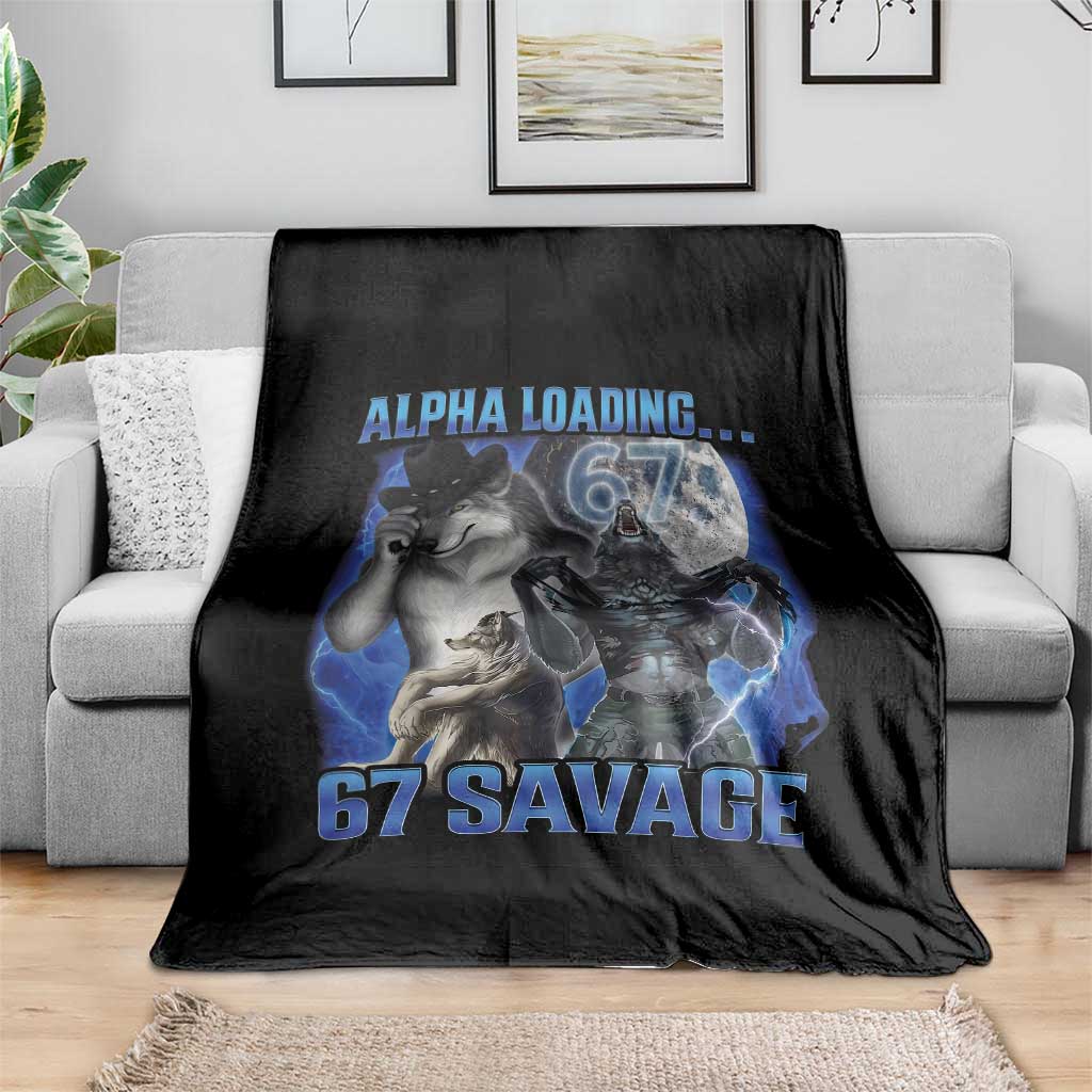 Funny Six Seven Alpha Wolf Throw Blanket Alpha Loading 67 Savage Wolves Moon Meme