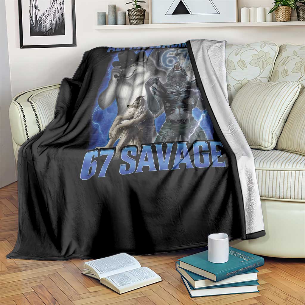 Funny Six Seven Alpha Wolf Throw Blanket Alpha Loading 67 Savage Wolves Moon Meme