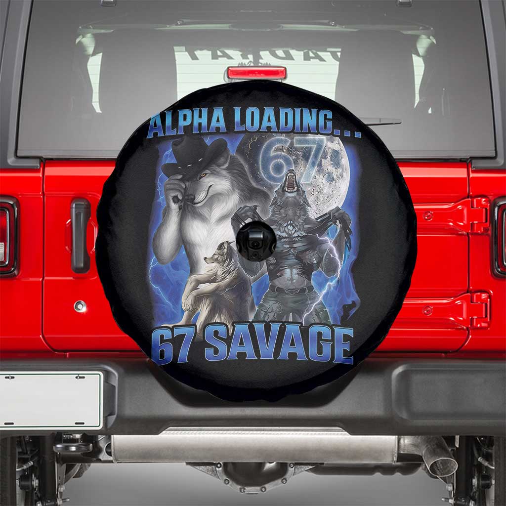 Funny Six Seven Alpha Wolf Spare Tire Cover Alpha Loading 67 Savage Wolves Moon Meme