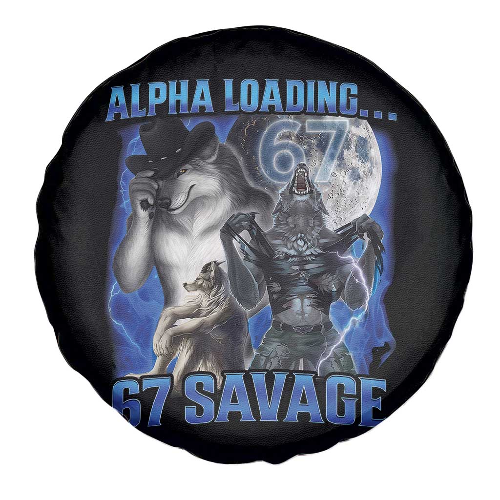 Funny Six Seven Alpha Wolf Spare Tire Cover Alpha Loading 67 Savage Wolves Moon Meme