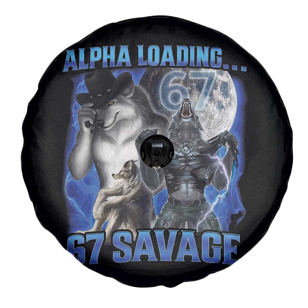 Funny Six Seven Alpha Wolf Spare Tire Cover Alpha Loading 67 Savage Wolves Moon Meme