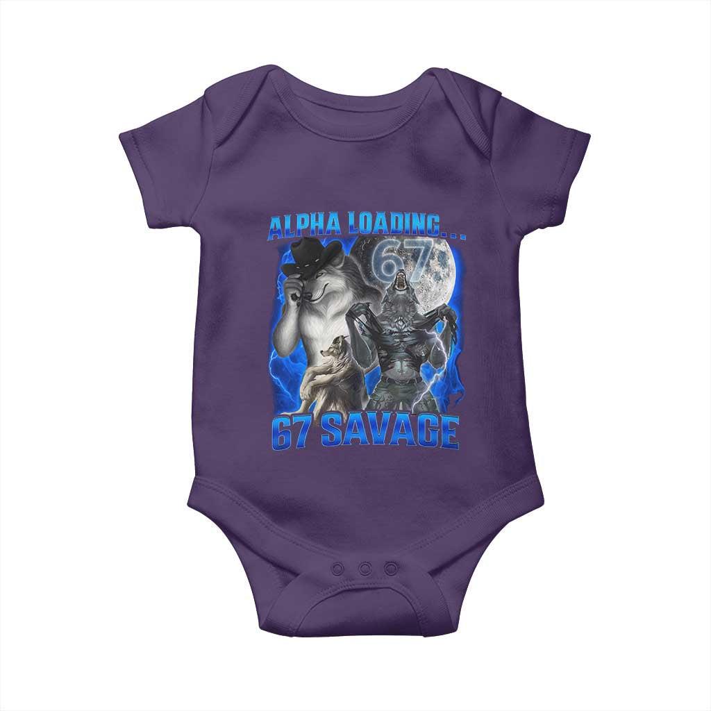 Funny Six Seven Alpha Wolf Baby Onesie Alpha Loading 67 Savage Wolves Moon Meme