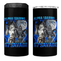 Funny Six Seven Alpha Wolf 4 in 1 Can Cooler Tumbler Alpha Loading 67 Savage Wolves Moon Meme