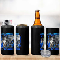 Funny Six Seven Alpha Wolf 4 in 1 Can Cooler Tumbler Alpha Loading 67 Savage Wolves Moon Meme