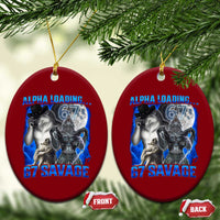 Funny Six Seven Alpha Wolf Ceramic Ornament Alpha Loading 67 Savage Wolves Moon Meme