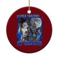 Funny Six Seven Alpha Wolf Ceramic Ornament Alpha Loading 67 Savage Wolves Moon Meme