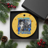 Funny Six Seven Alpha Wolf Ceramic Ornament Alpha Loading 67 Savage Wolves Moon Meme