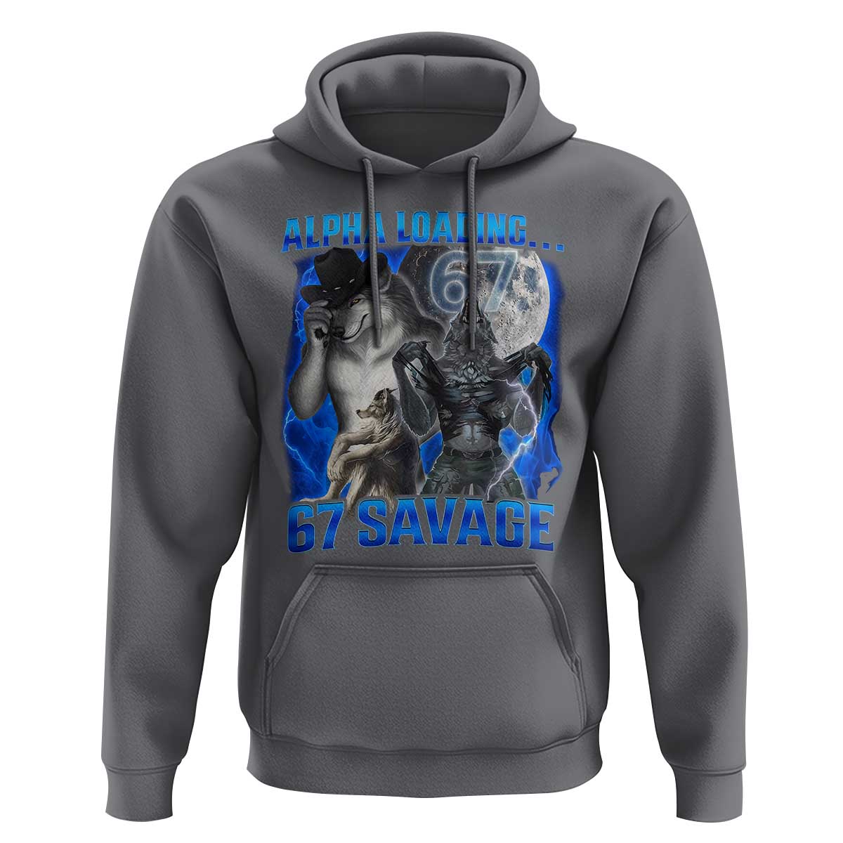 Funny Six Seven Alpha Wolf Hoodie Alpha Loading 67 Savage Wolves Moon Meme