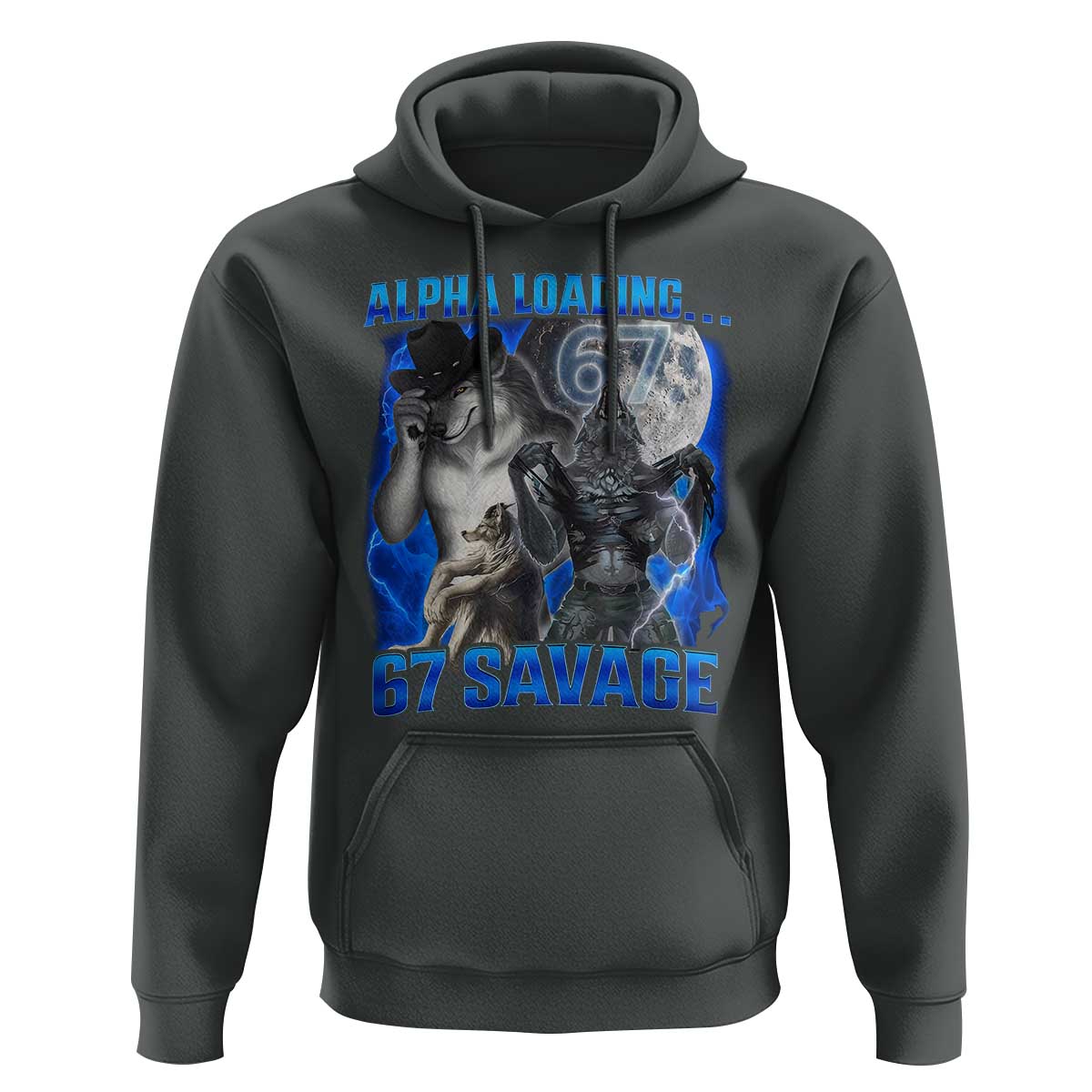 Funny Six Seven Alpha Wolf Hoodie Alpha Loading 67 Savage Wolves Moon Meme