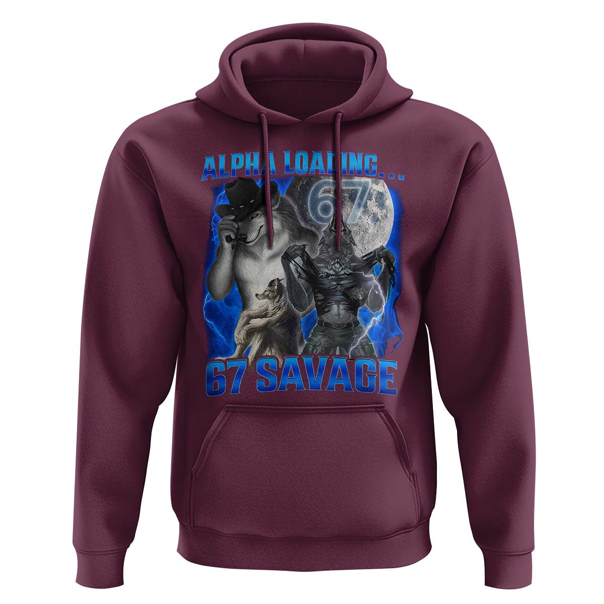 Funny Six Seven Alpha Wolf Hoodie Alpha Loading 67 Savage Wolves Moon Meme