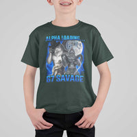 Funny Six Seven Alpha Wolf T Shirt For Kid Alpha Loading 67 Savage Wolves Moon Meme