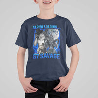 Funny Six Seven Alpha Wolf T Shirt For Kid Alpha Loading 67 Savage Wolves Moon Meme