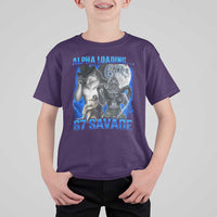 Funny Six Seven Alpha Wolf T Shirt For Kid Alpha Loading 67 Savage Wolves Moon Meme