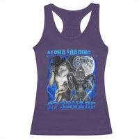 Funny Six Seven Alpha Wolf Racerback Tank Top Alpha Loading 67 Savage Wolves Moon Meme