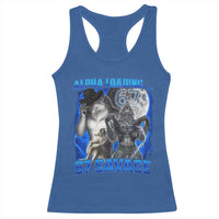Funny Six Seven Alpha Wolf Racerback Tank Top Alpha Loading 67 Savage Wolves Moon Meme