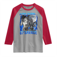 Funny Six Seven Alpha Wolf Raglan Shirt Alpha Loading 67 Savage Wolves Moon Meme