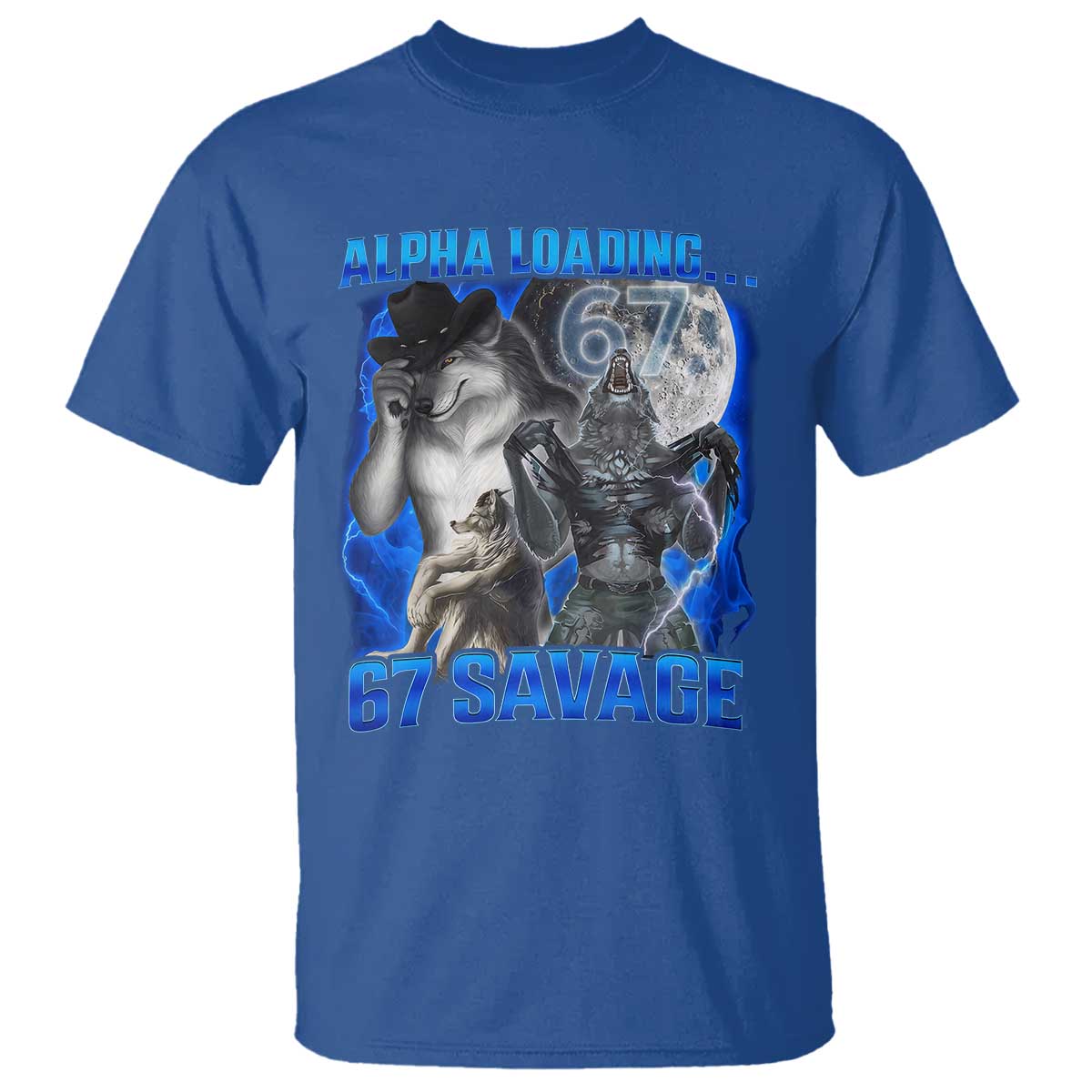 Funny Six Seven Alpha Wolf T Shirt Alpha Loading 67 Savage Wolves Moon Meme