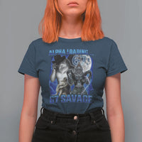 Funny Six Seven Alpha Wolf T Shirt For Women Alpha Loading 67 Savage Wolves Moon Meme