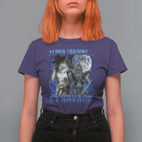 Funny Six Seven Alpha Wolf T Shirt For Women Alpha Loading 67 Savage Wolves Moon Meme