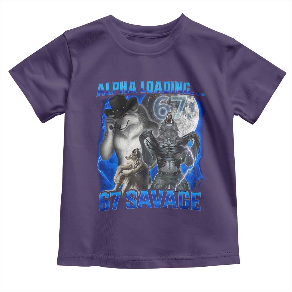 Funny Six Seven Alpha Wolf Toddler T Shirt Alpha Loading 67 Savage Wolves Moon Meme