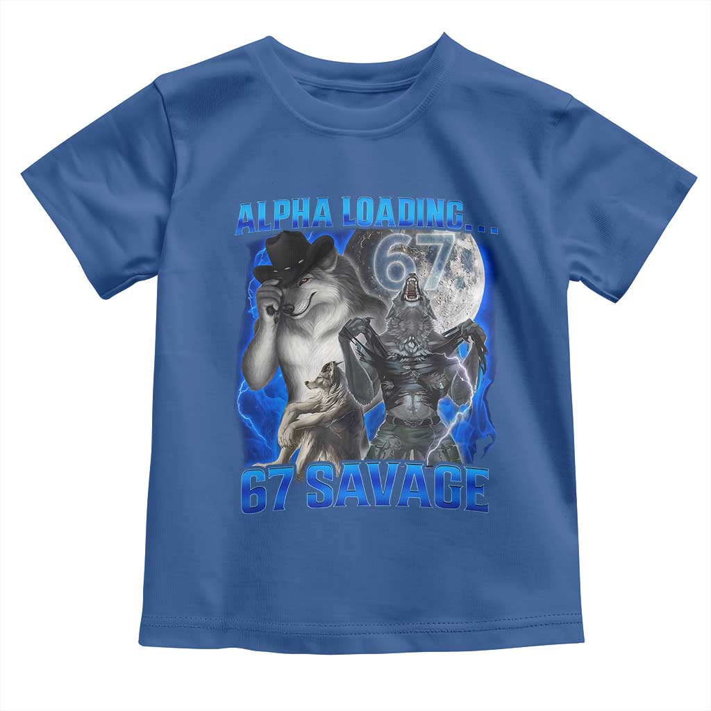 Funny Six Seven Alpha Wolf Toddler T Shirt Alpha Loading 67 Savage Wolves Moon Meme