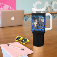 Funny Six Seven Alpha Wolf Tumbler With Handle Alpha Loading 67 Savage Wolves Moon Meme