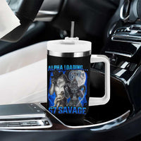 Funny Six Seven Alpha Wolf Tumbler With Handle Alpha Loading 67 Savage Wolves Moon Meme