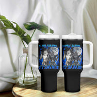 Funny Six Seven Alpha Wolf Tumbler With Handle Alpha Loading 67 Savage Wolves Moon Meme