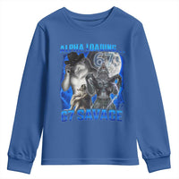 Funny Six Seven Alpha Wolf Youth Sweatshirt Alpha Loading 67 Savage Wolves Moon Meme