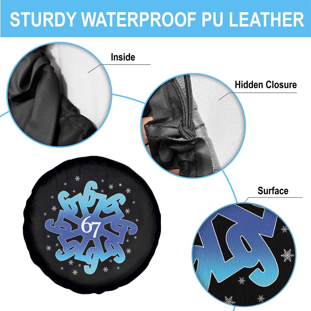 Funny 67 Christmas Snowflake Spare Tire Cover Six Seven Meme Xmas - Wonder Print Shop