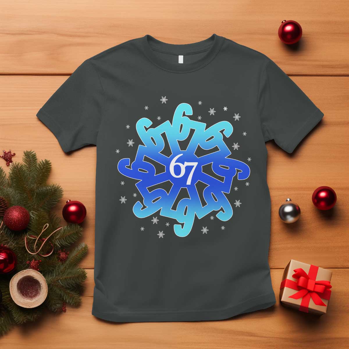 Funny 67 Christmas Snowflake T Shirt Six Seven Meme Xmas - Wonder Print Shop