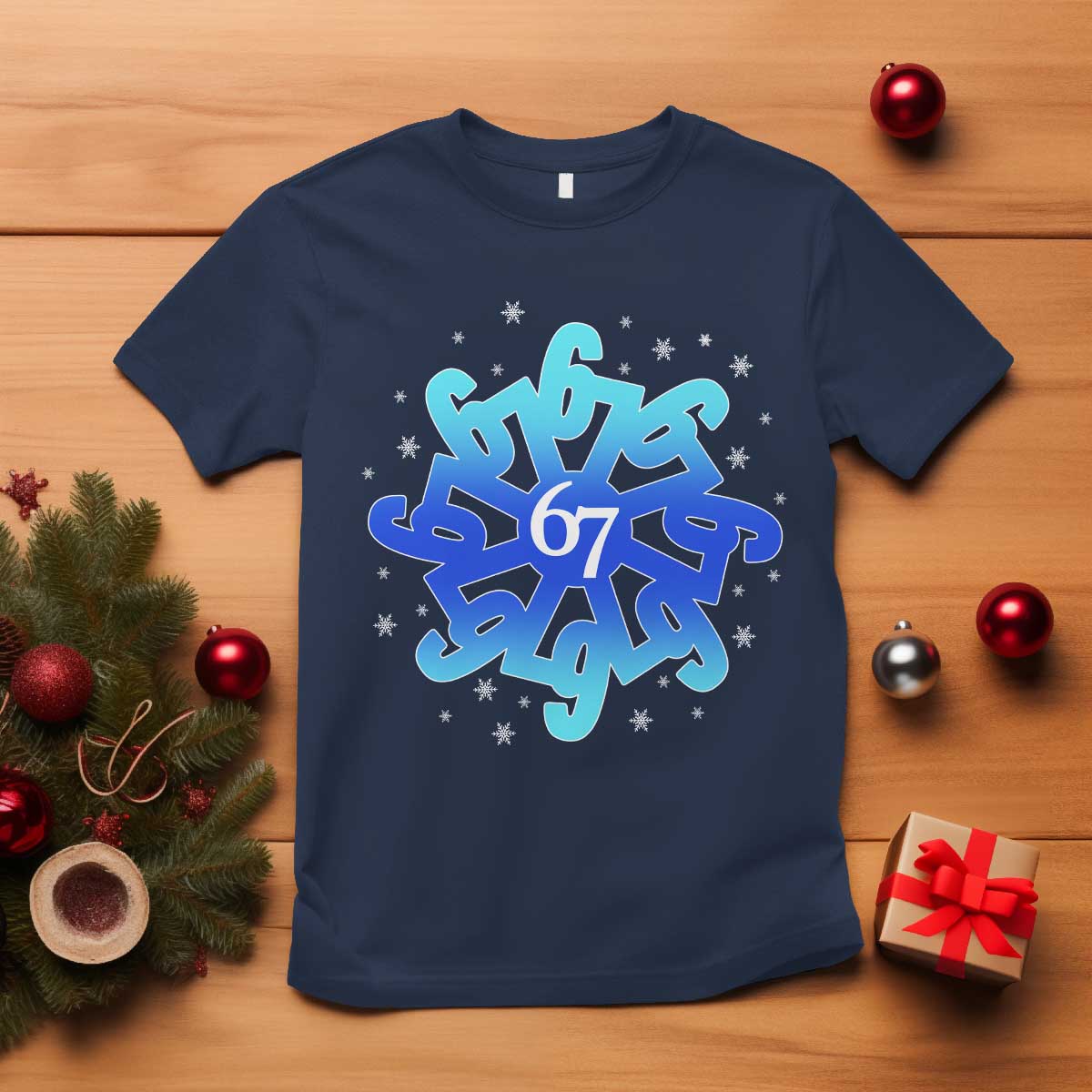 Funny 67 Christmas Snowflake T Shirt Six Seven Meme Xmas - Wonder Print Shop