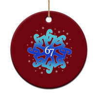 Funny 67 Christmas Snowflake Ceramic Ornament Six Seven Meme Xmas - Wonder Print Shop