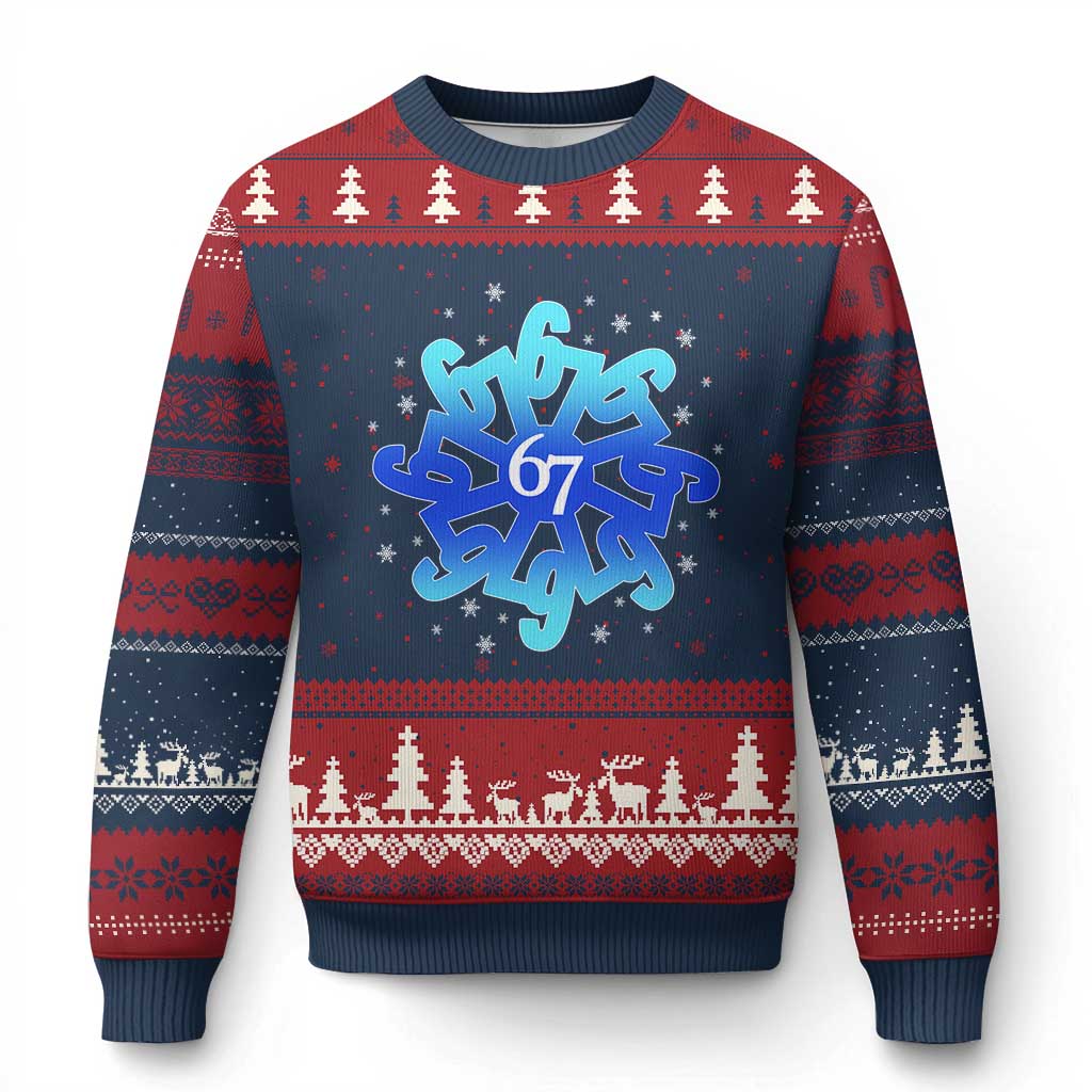 Funny 67 Xmas Snowflake Ugly Christmas Sweater Six Seven Meme Xmas - Wonder Print Shop