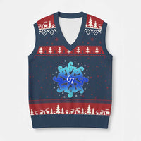 Funny 67 Xmas Snowflake V-Neck Knit Sweater Vest Six Seven Meme Xmas - Wonder Print Shop