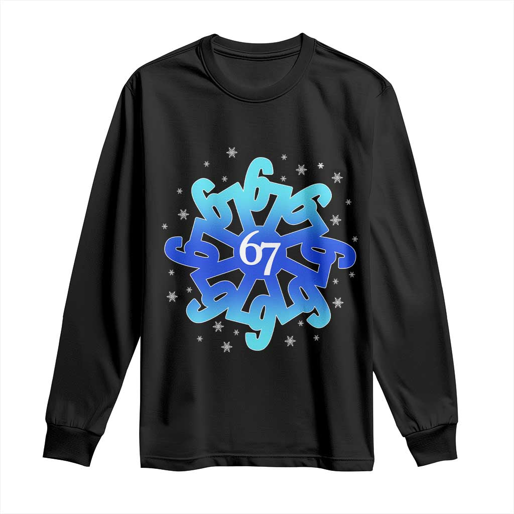 Funny 67 Christmas Snowflake Long Sleeve Shirt Six Seven Meme Xmas - Wonder Print Shop