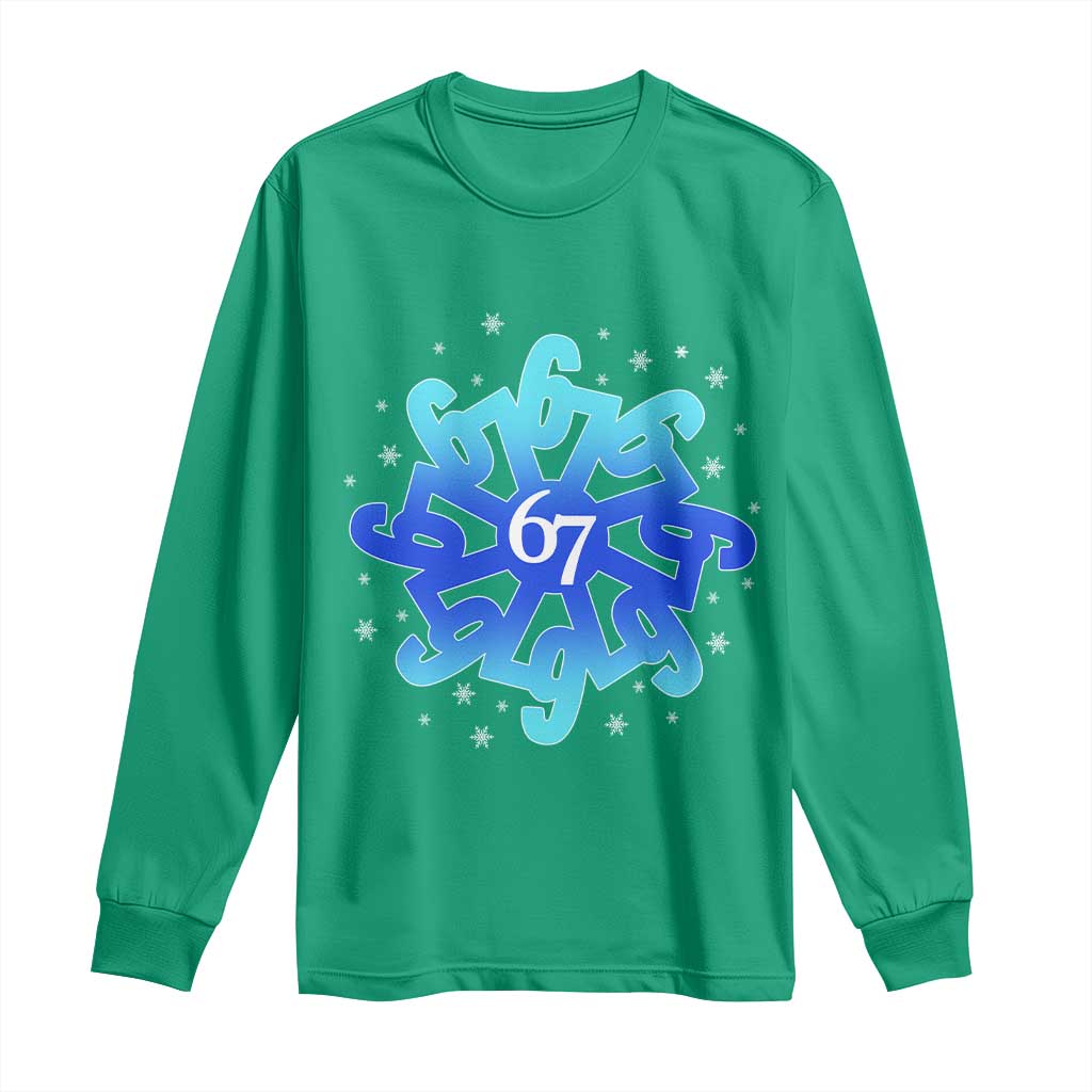 Funny 67 Christmas Snowflake Long Sleeve Shirt Six Seven Meme Xmas - Wonder Print Shop