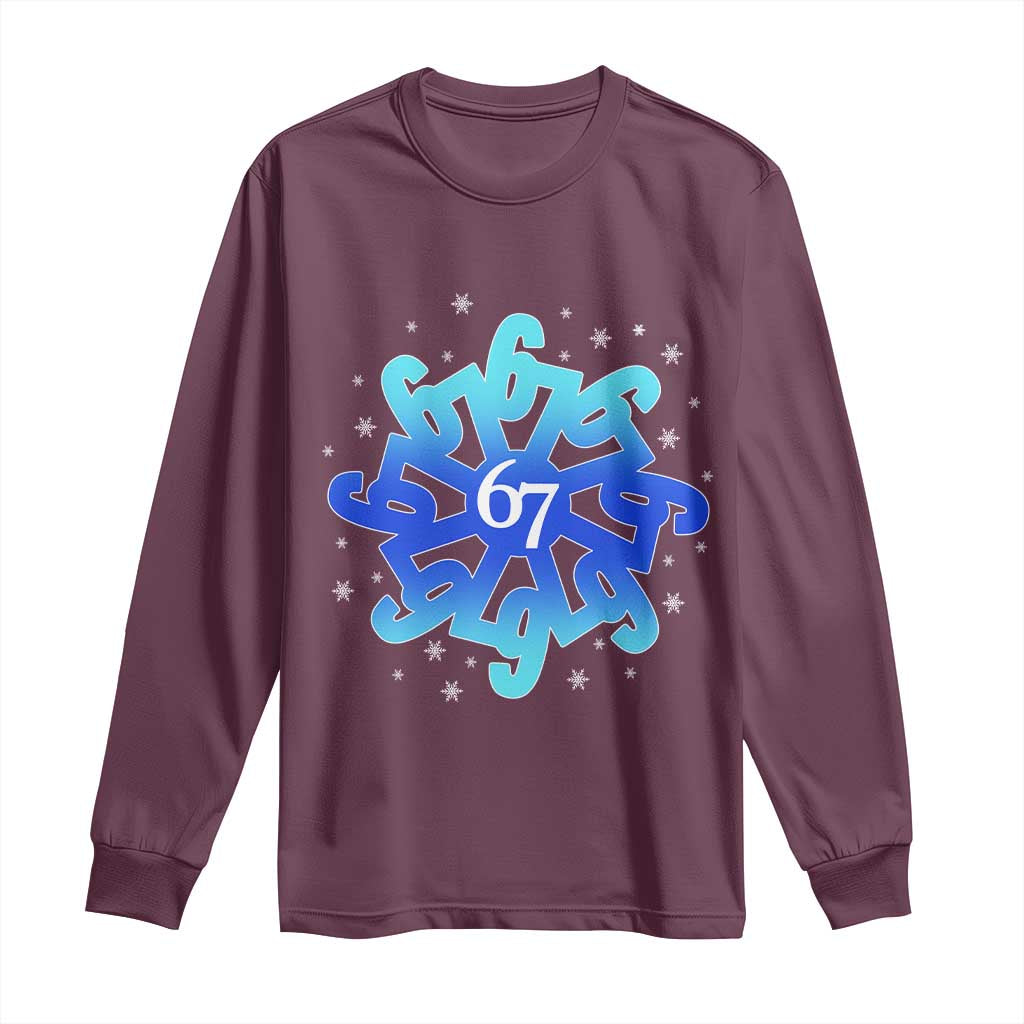 Funny 67 Christmas Snowflake Long Sleeve Shirt Six Seven Meme Xmas - Wonder Print Shop