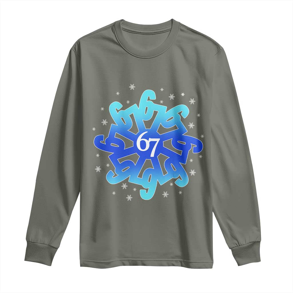 Funny 67 Christmas Snowflake Long Sleeve Shirt Six Seven Meme Xmas - Wonder Print Shop