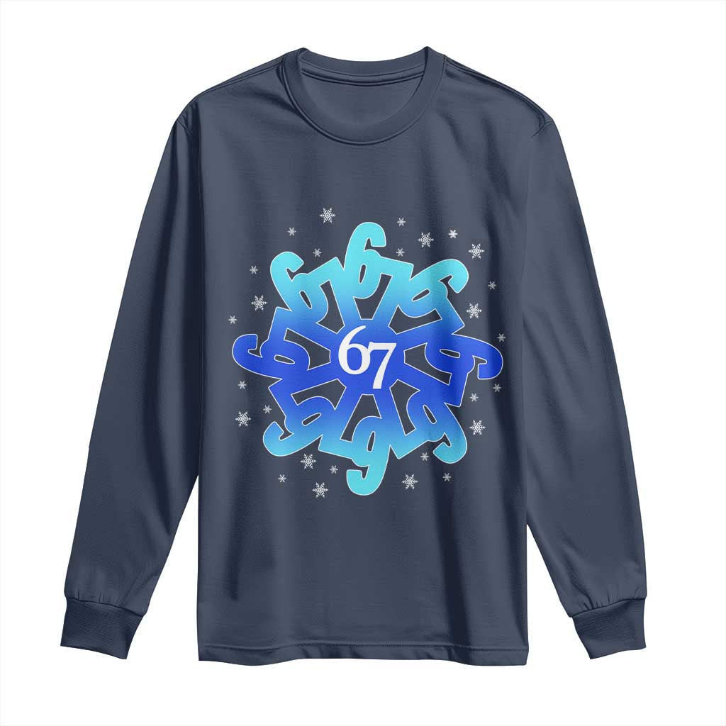 Funny 67 Christmas Snowflake Long Sleeve Shirt Six Seven Meme Xmas - Wonder Print Shop